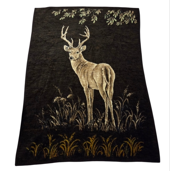 *rare* Biederlack Reversible Deer Throw Blanket 56" X 74" Cabin Western Hunting - Picture 1 of 3